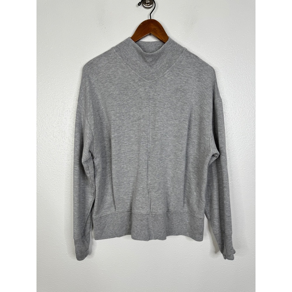 Athleta‎ Coaster Luxe Sweatshirt Grey Mock Neck Pullover Thumbholes 466775 Small